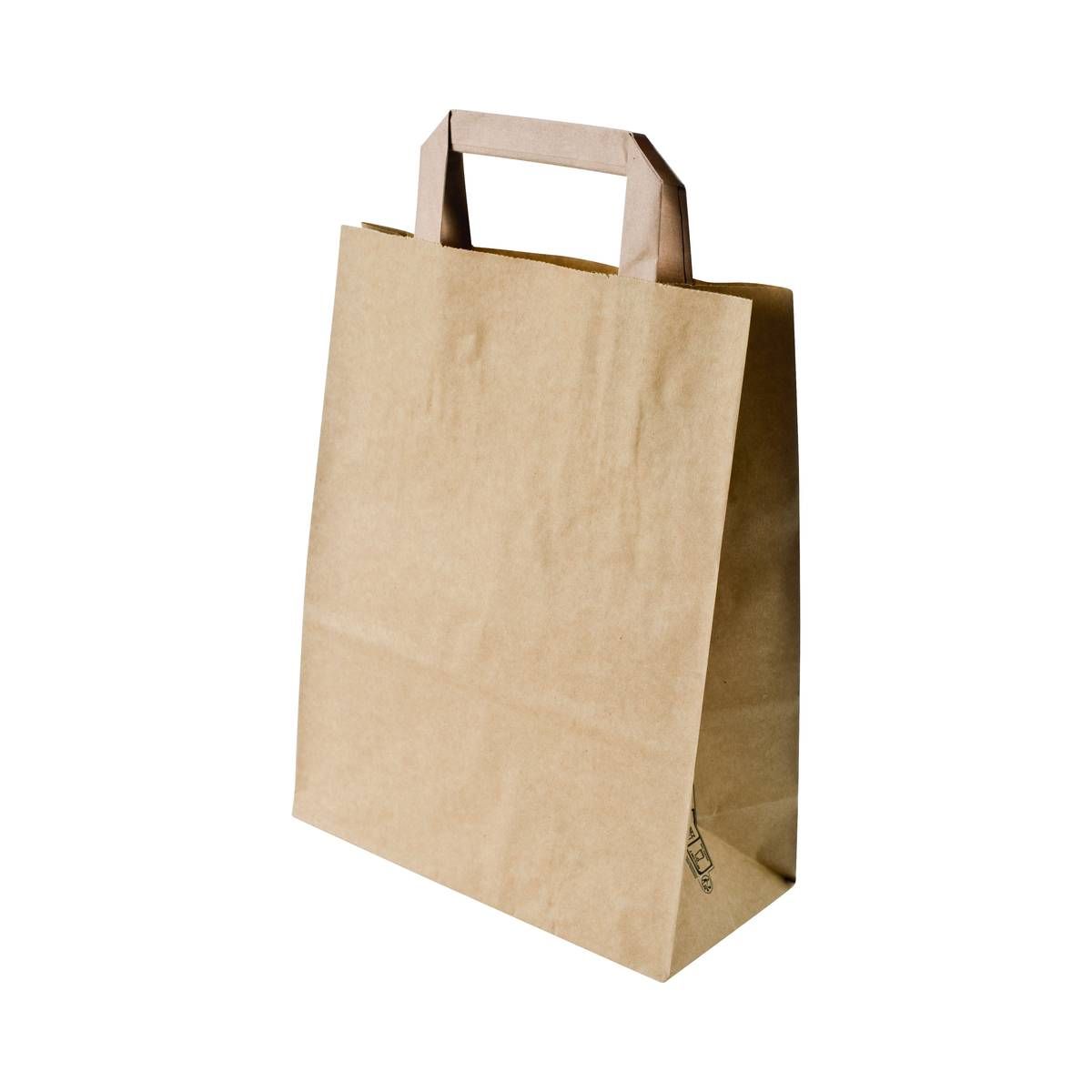 SACS CABAS AVEC POINGNEES PLATES KRAFT X50 - 26X14X33cm - PUBLI EMBAL